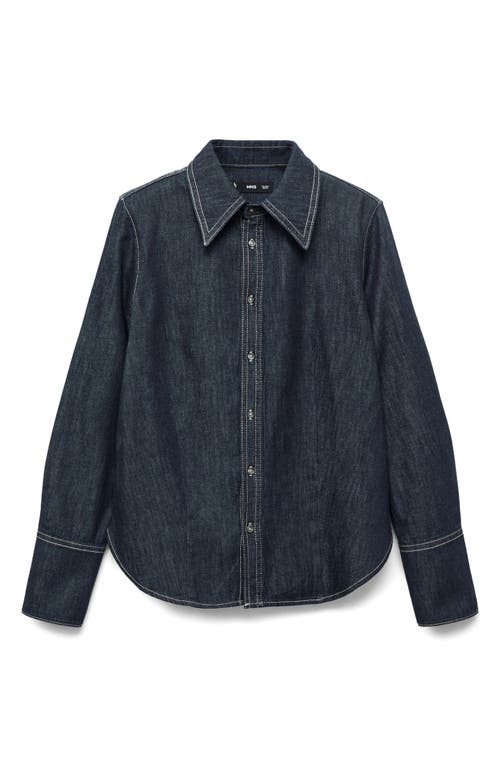 Mango Seam Denim Shirt In Blue