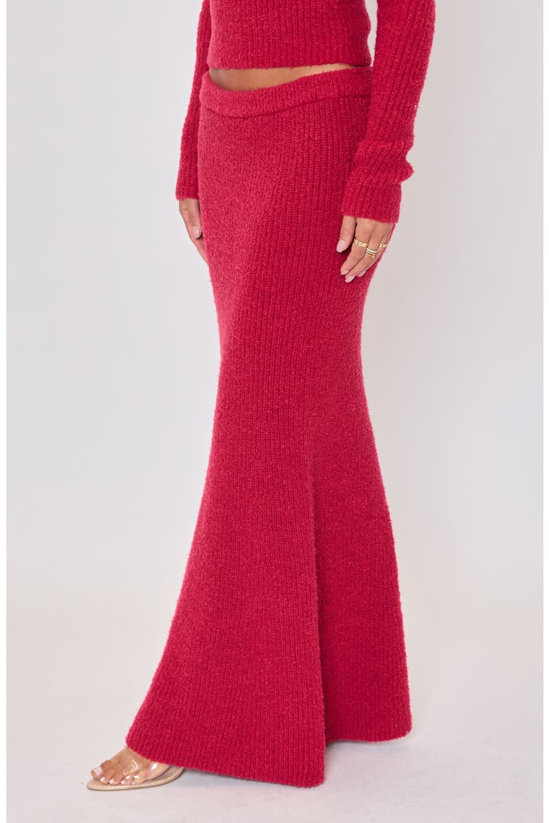 Ruby Flute Rib Maxi Skirt, Alternate, color, WINE