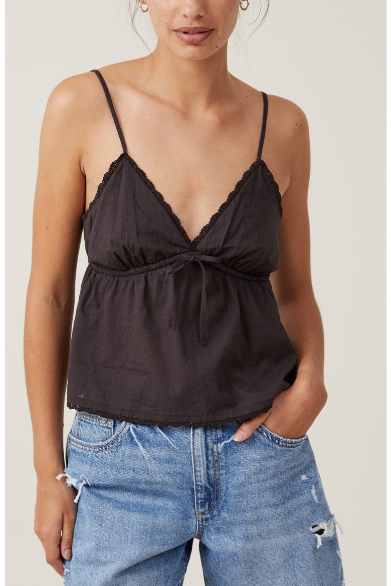 Women's Cotton Lace Cami, Main, color, WASHED BLACK