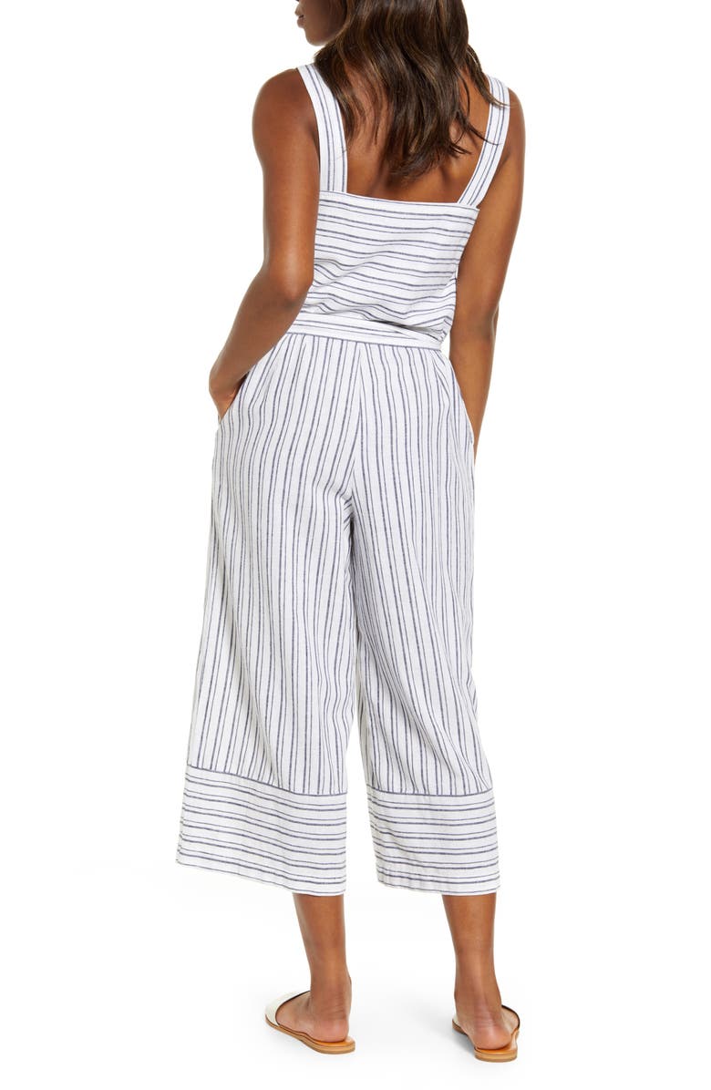 beachlunchlounge Talia Stripe Cotton & Linen Jumpsuit, Alternate, color, 