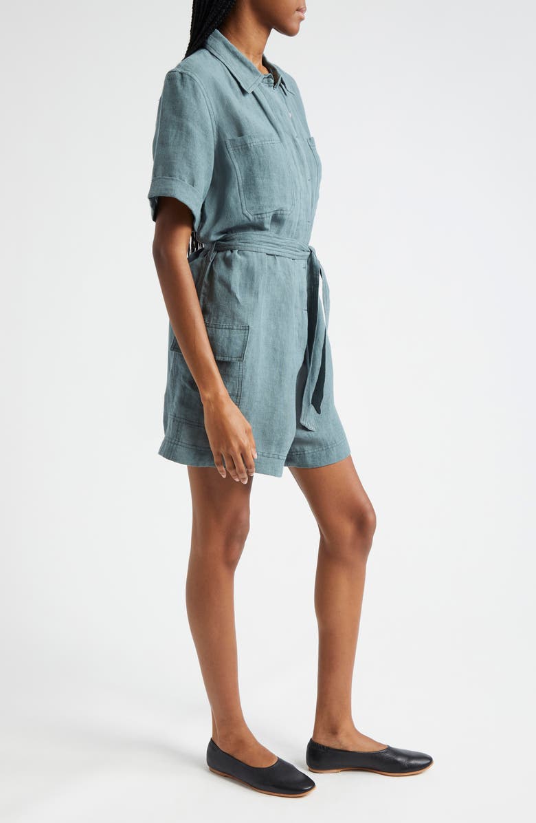 ATM Anthony Thomas Melillo Washed Linen Romper, Alternate, color, Black