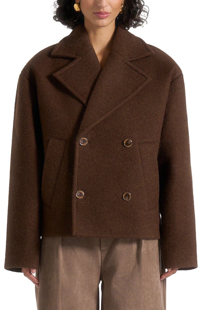 Manière De Voir Mika Unisex Double Breasted Jacket, Main, color, Brown