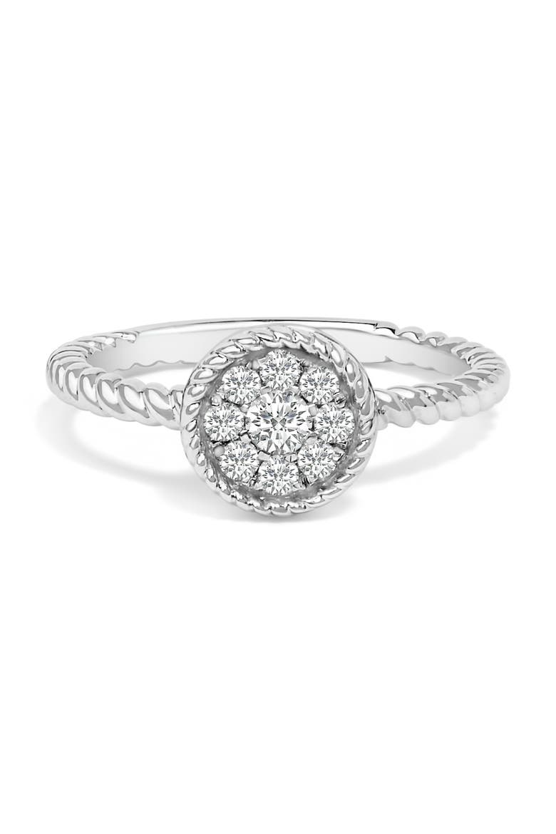 Sterling Silver 1/4 Cttw Diamond Floral Round Braided Ring, Main, color, Silver