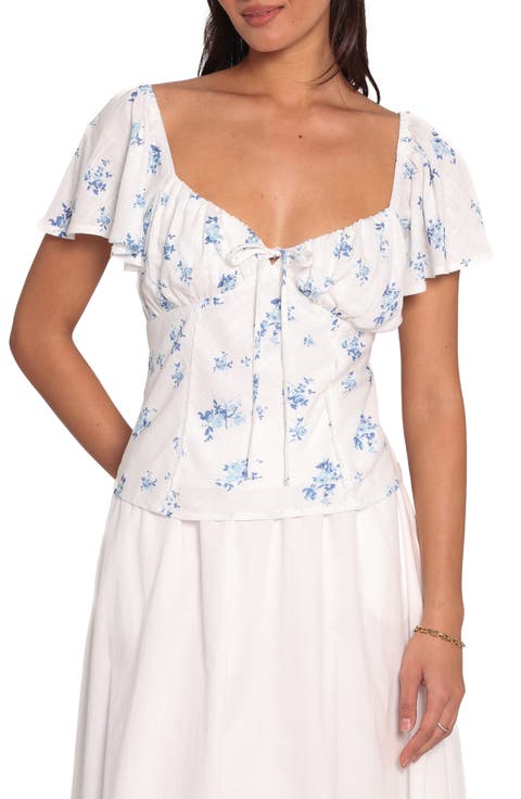 Laeriel Ditsy Floral Flutter Sleeve Top