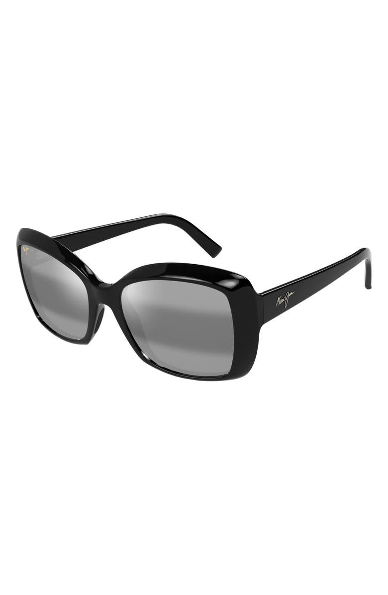 Maui Jim Orchid 57mm PolarizedPlus2<sup
®</sup
Square Sunglasses, Alternate, color, Black