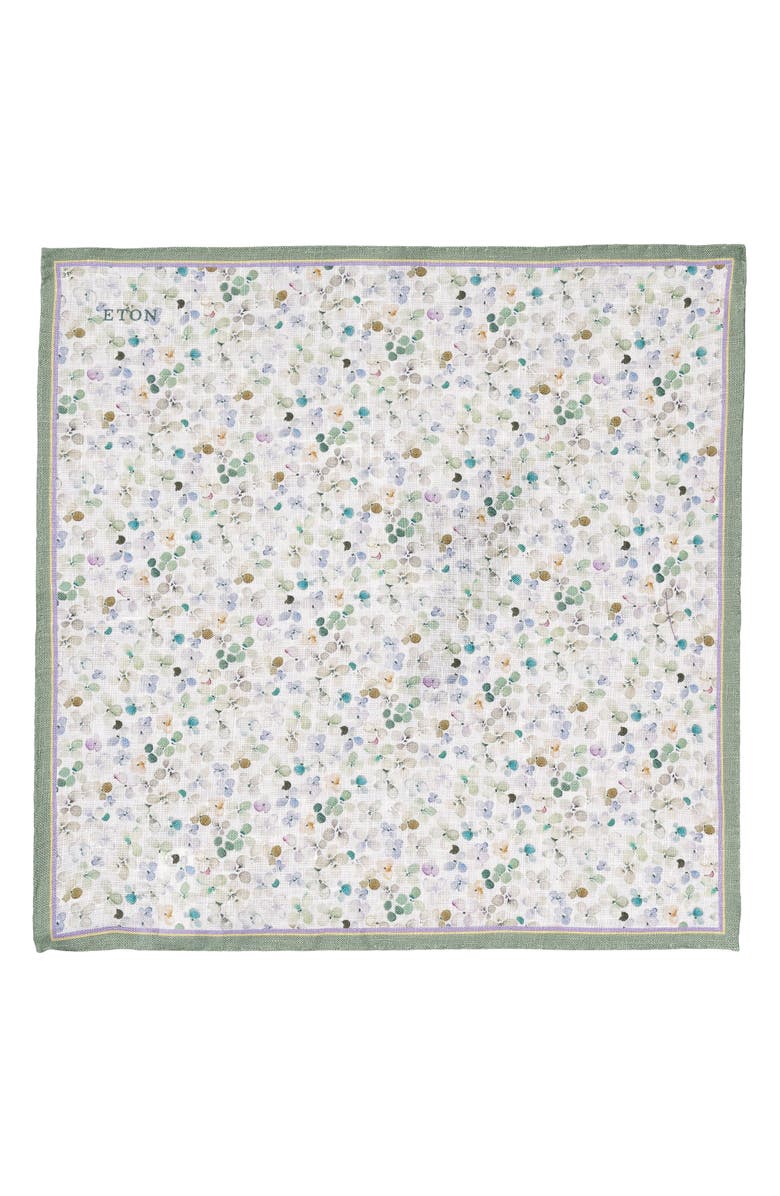 Eton Floral Linen Pocket Square, Alternate, color, Light Green