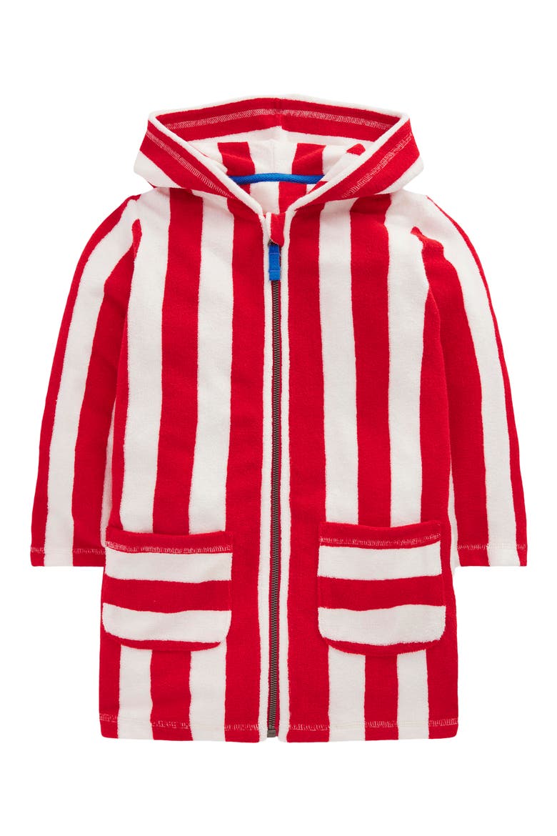 Kids' Stripe Terry Hooded Cover-Up Dress, Main, color, RED STRIPE