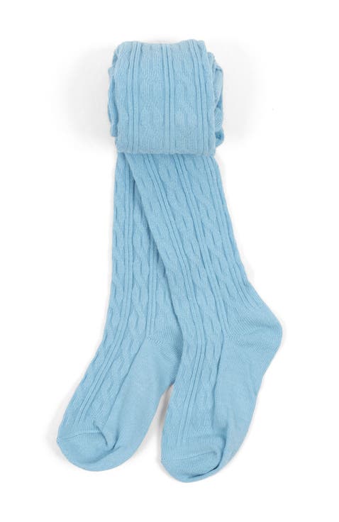 Girls Cable Knit Tights, Cotton Blend