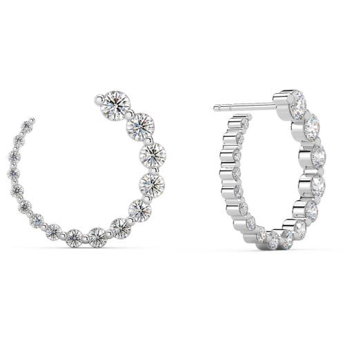 Bliss Diamond 1 1/2ct Graduated Diamond Circle Earrings 14k Gold Journey Studs Lab Grown In 14k White Gold