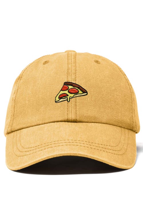 Dalix Pizza Slice Embroidered Dad Hat In Washed Gold