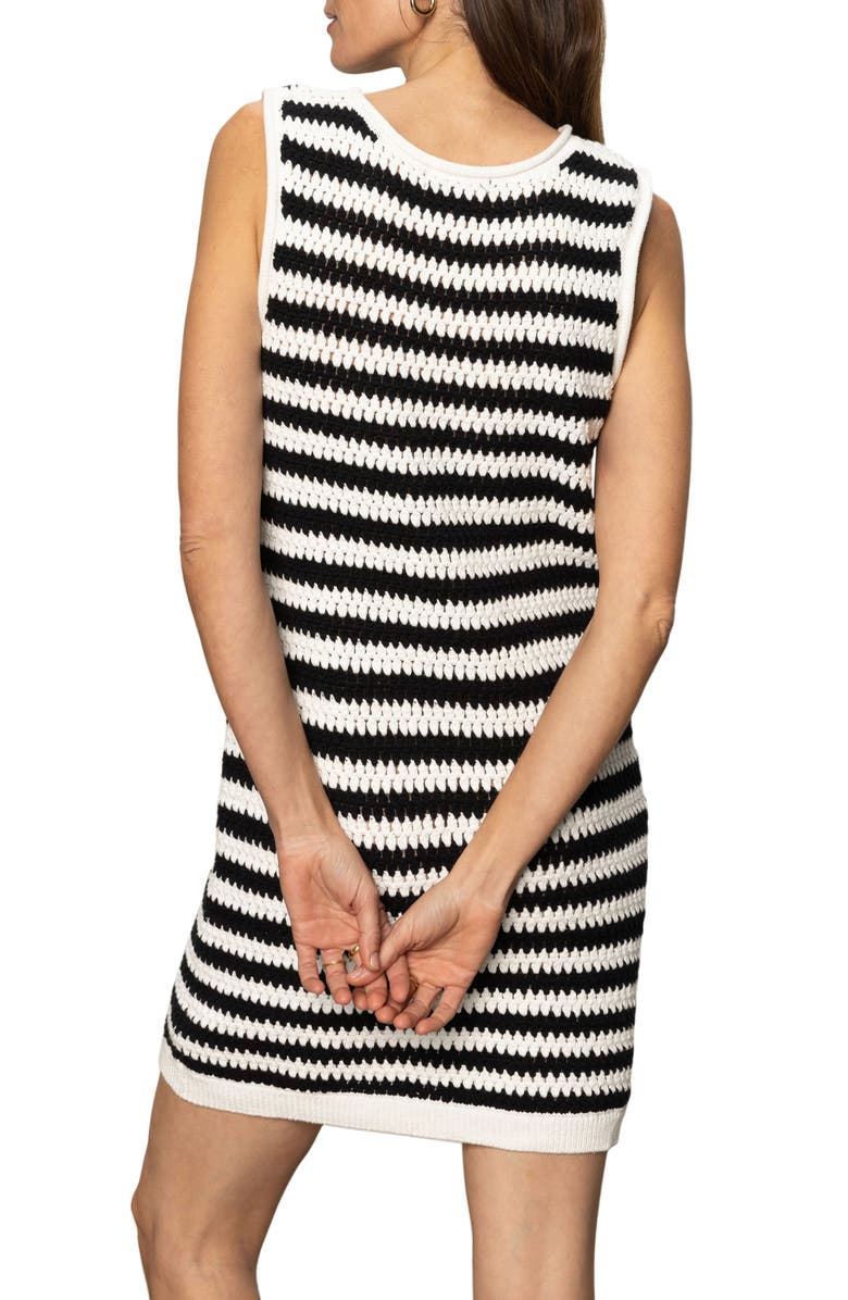 Sanctuary Summer Shell Knit Minidress, Alternate, color, Chalk / Black Stripe