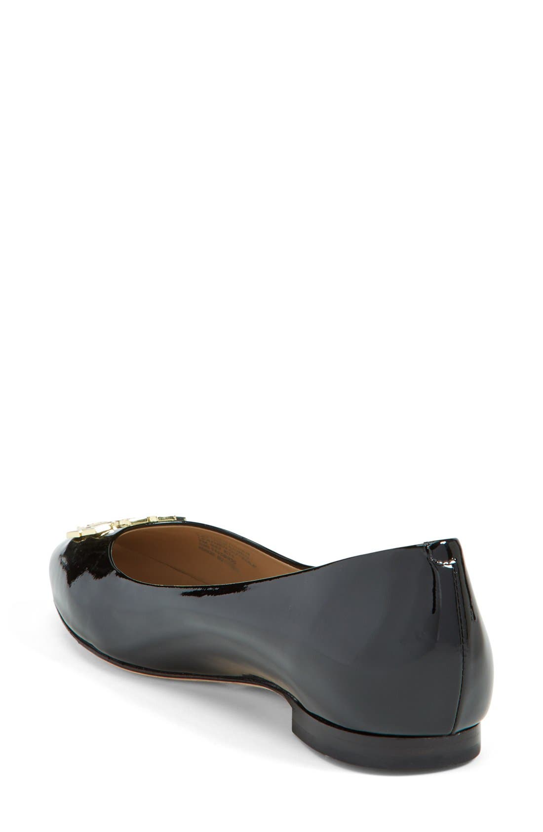 'Raleigh' Leather Flat, Alternate, color, BLACK