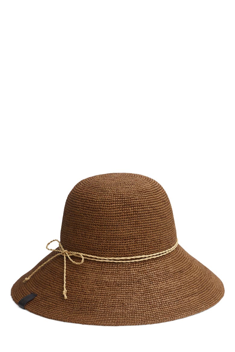 Woven Raffia Bucket Hat, Main, color, BROWN