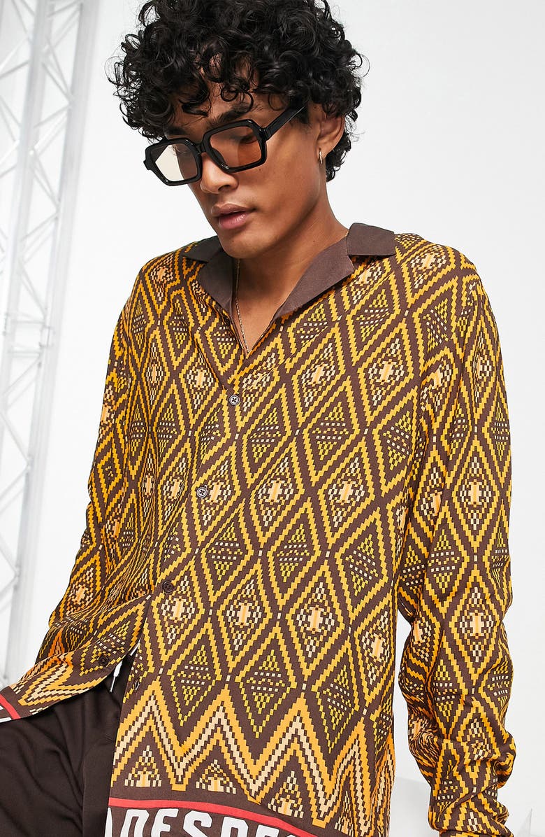 ASOS DESIGN Relaxed Fit Button-Up Camp Shirt, Main, color,