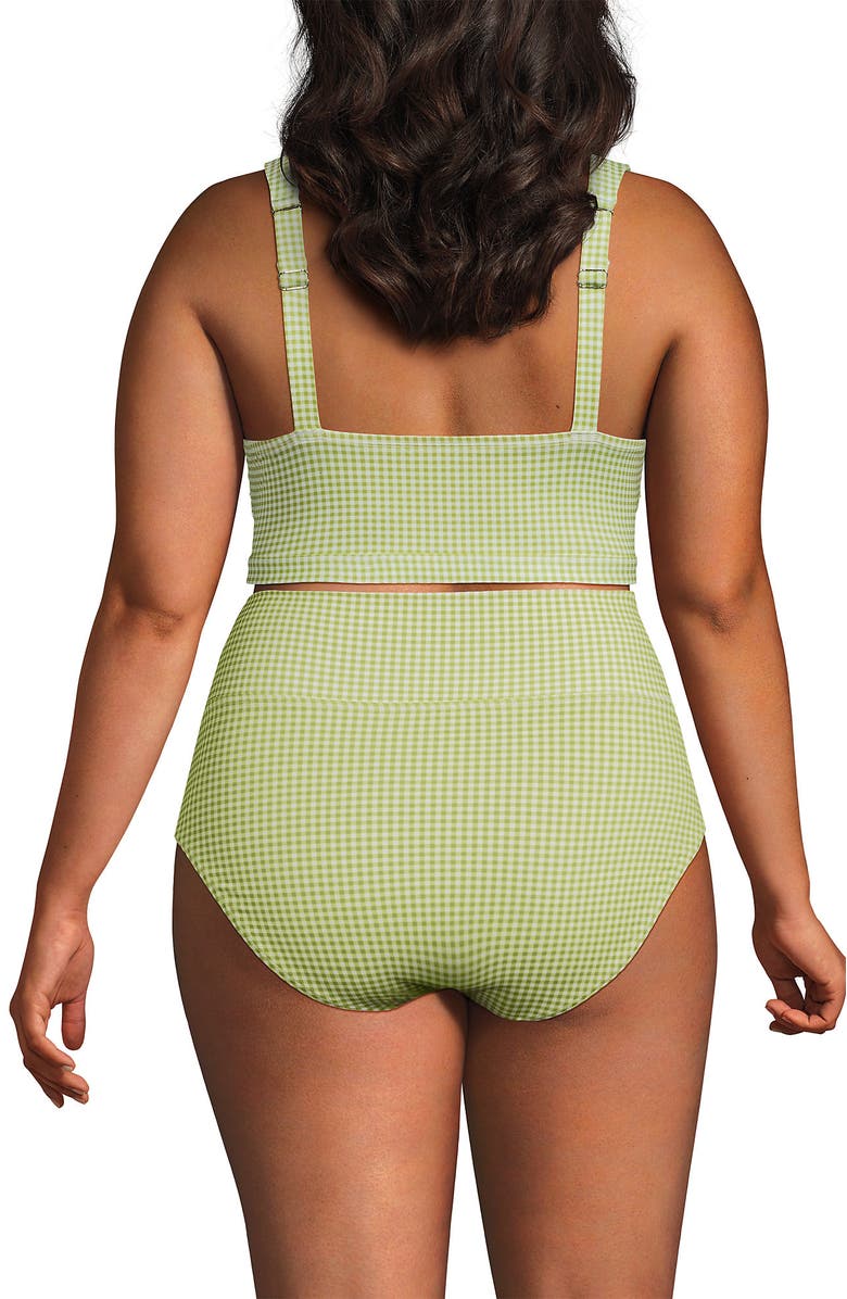 Lands' End Plus Size Twist Front Bikini Top, Alternate, color, Bright Pistachio Gingham