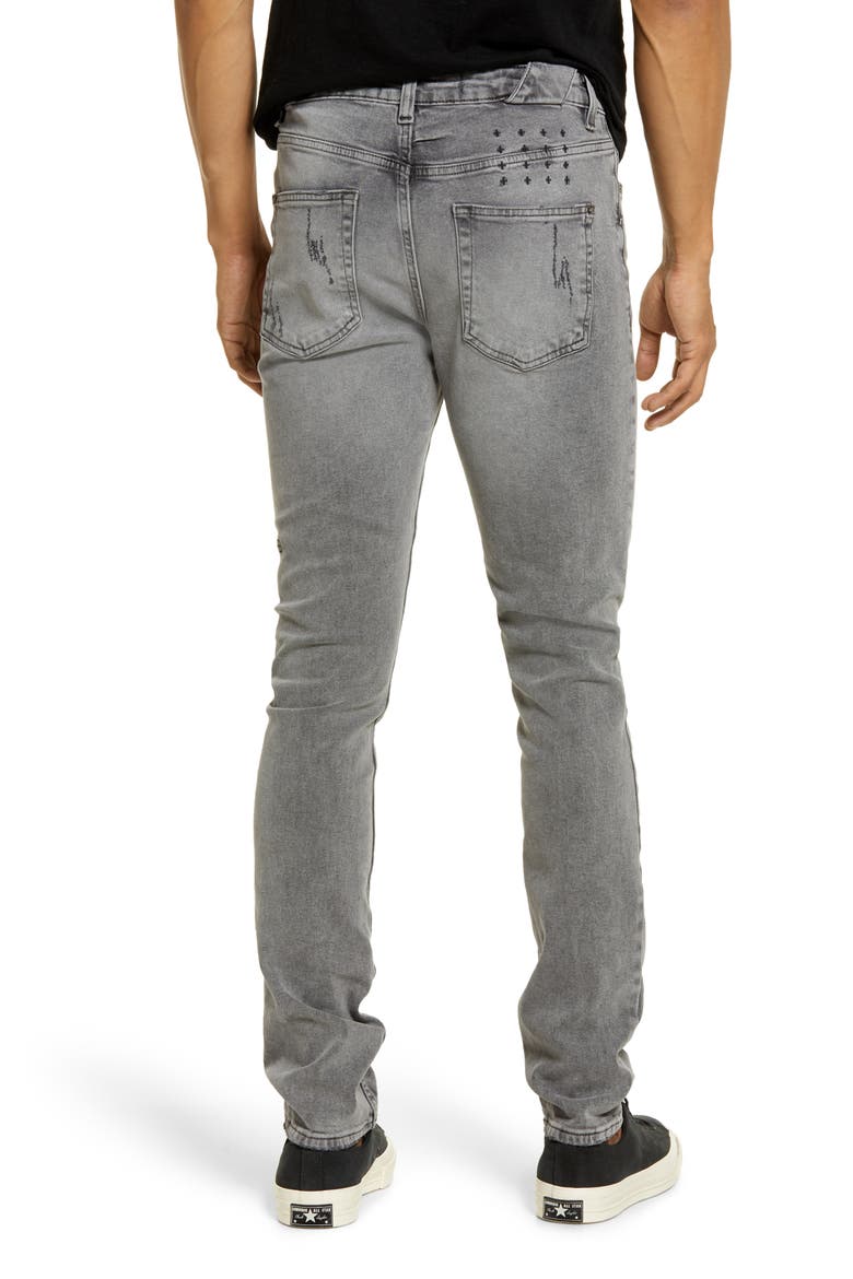 Chitch Prodigy Trashed Ripped Slim Fit Stretch Denim Jeans, Alternate, color, GREY