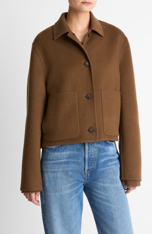 Vince Wool Blend Short Jacket In Brown