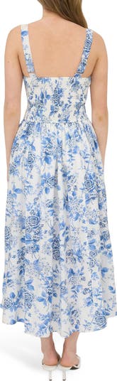 Floral Bustier Midi Dress