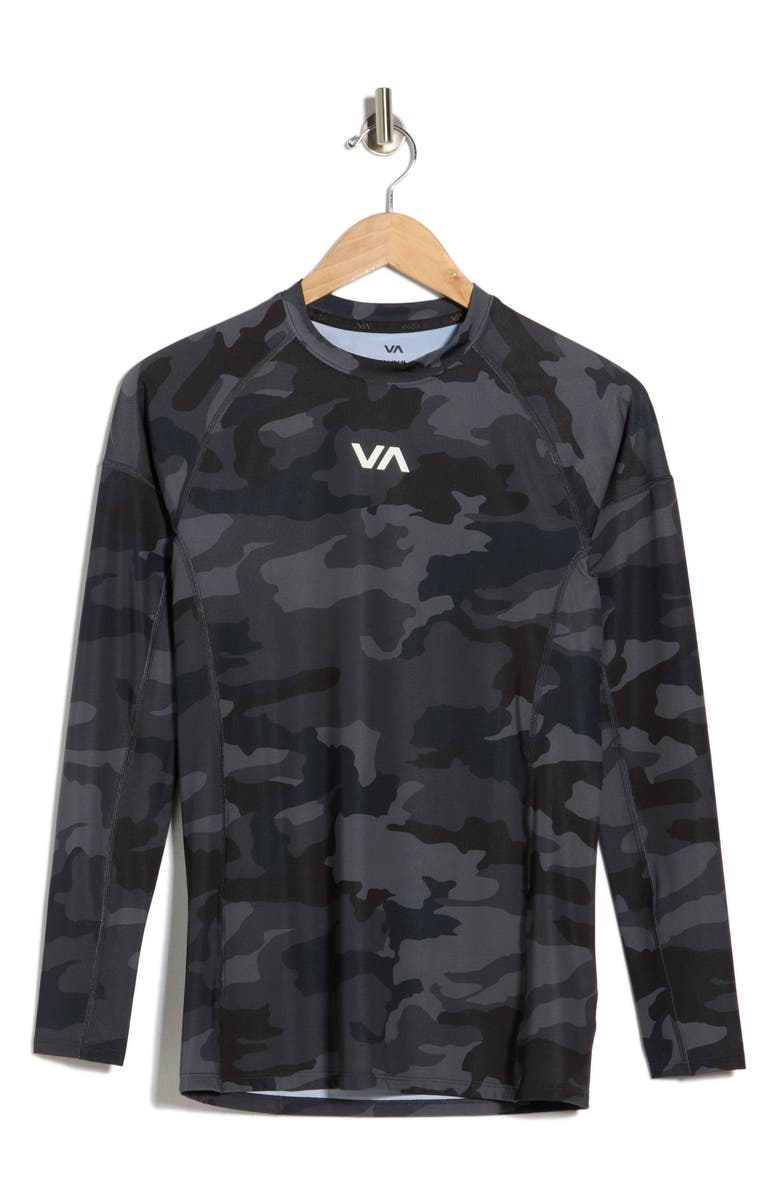 RVCA Sport Long Sleeve Rashguard, Main, color, Black Camo