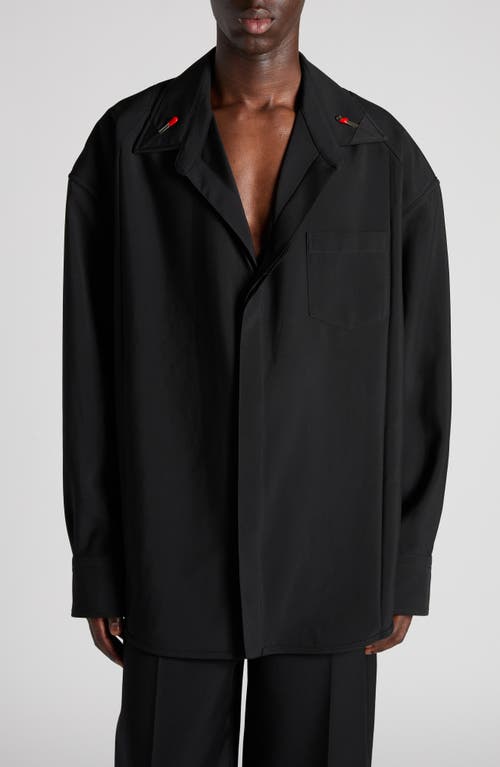 Bottega Veneta Camicia In Lana Nera Uomo In 1000 Black