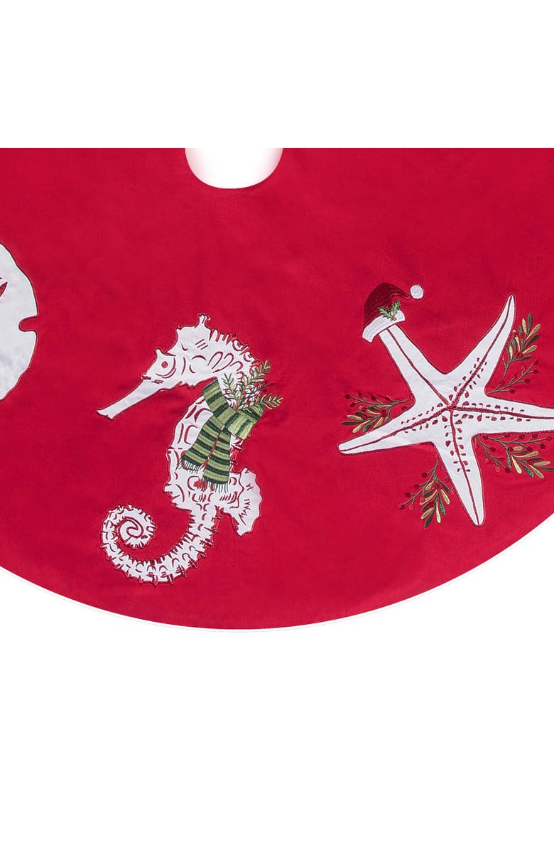 C&F Home Sea Life 100% Cotton Red Christmas Tree Skirt 54", Alternate, color, Red