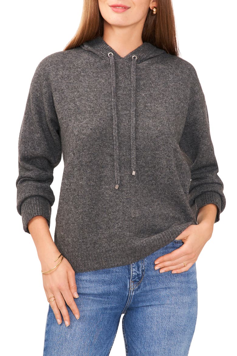 Jersey Knit Hooded Sweater, Main, color, MED HTHRGREY