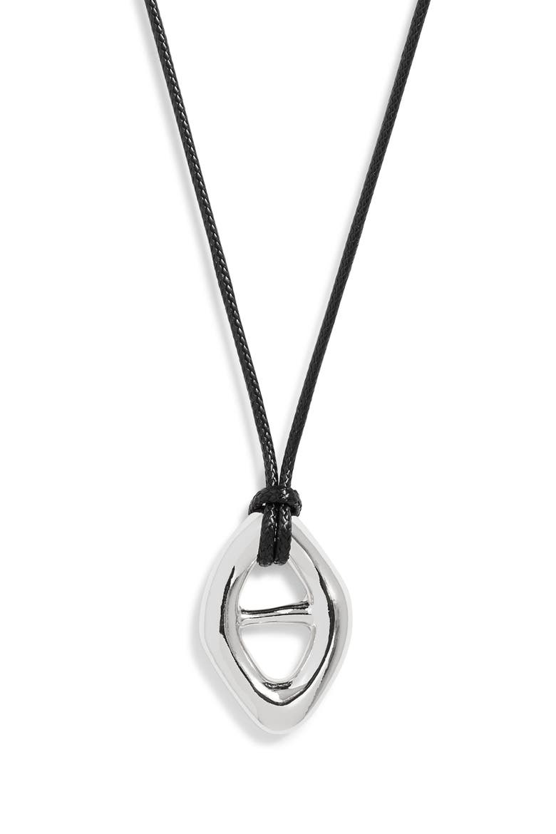 Convex Slider Cord Pendant Necklace, Main, color, BLACK- SILVER