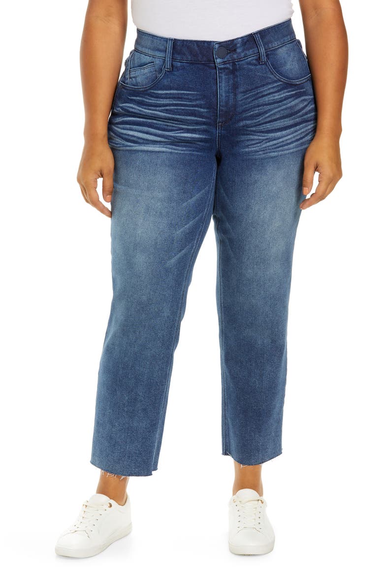 Wit and Wisdom Ab-Solution Raw Hem Crop Straight Leg Jeans (Nordstrom Exclusive), Main, color, MBLA-MID BLUE ARTISANAL
