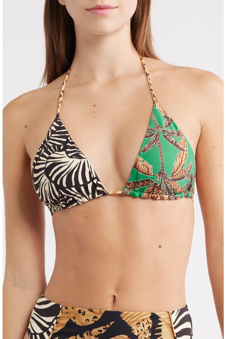 Mixed Print Triangle Bikini Top, Main, color, MULTICOLOR