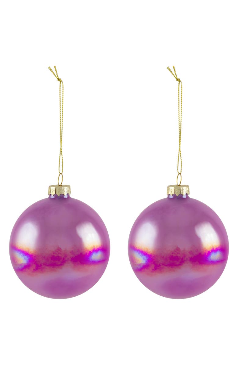 Northlight Shiny Glass Ball Christmas Ornaments - 3" (80mm) - Pink, Purple and Peach  - 6ct, Alternate, color, Multi