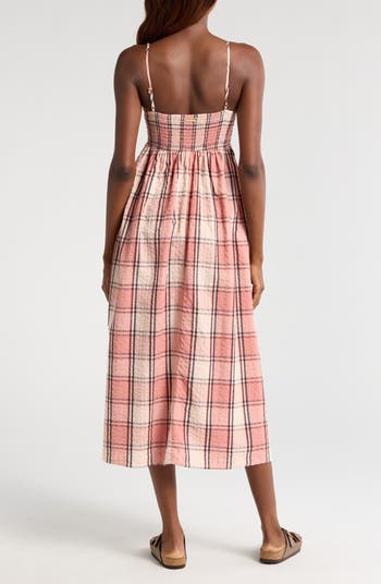 All Day Plaid Seersucker Midi Sundress