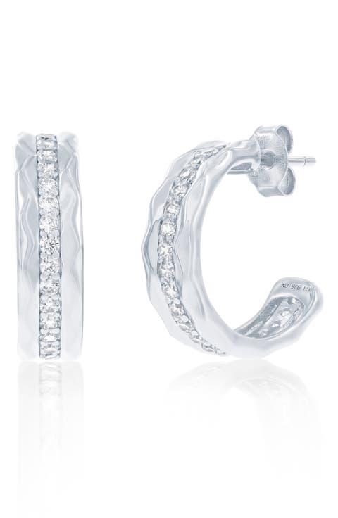 Cubic Zirconia Molten Hoop Earrings