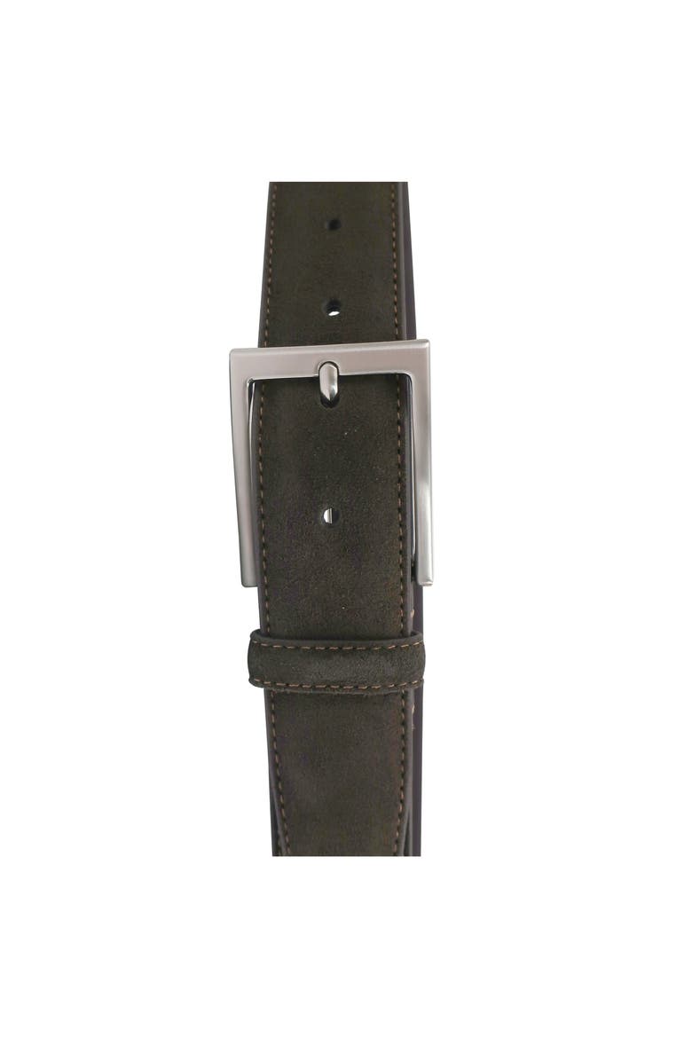 Suede Leather Feather Edge Belt, Alternate, color, Brown