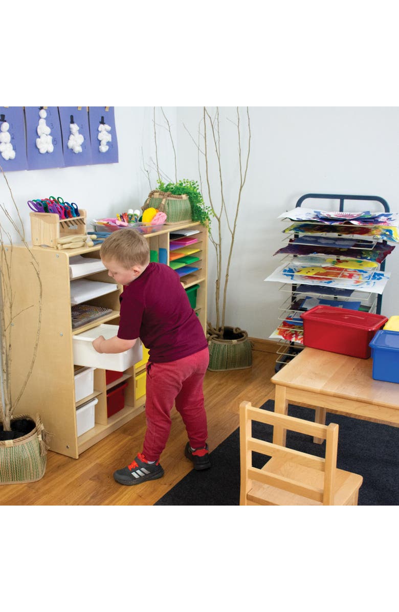 Kaplan Early Learning Company Storage Bins with Lids - Set of 5, Alternate, color, White