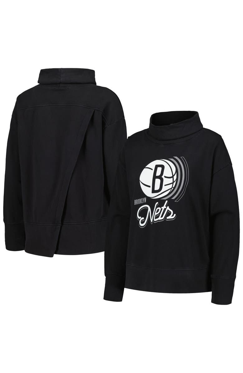 LEVELWEAR Women's Levelwear Black Brooklyn Nets Sunset Pullover Sweatshirt, Main, color, Black