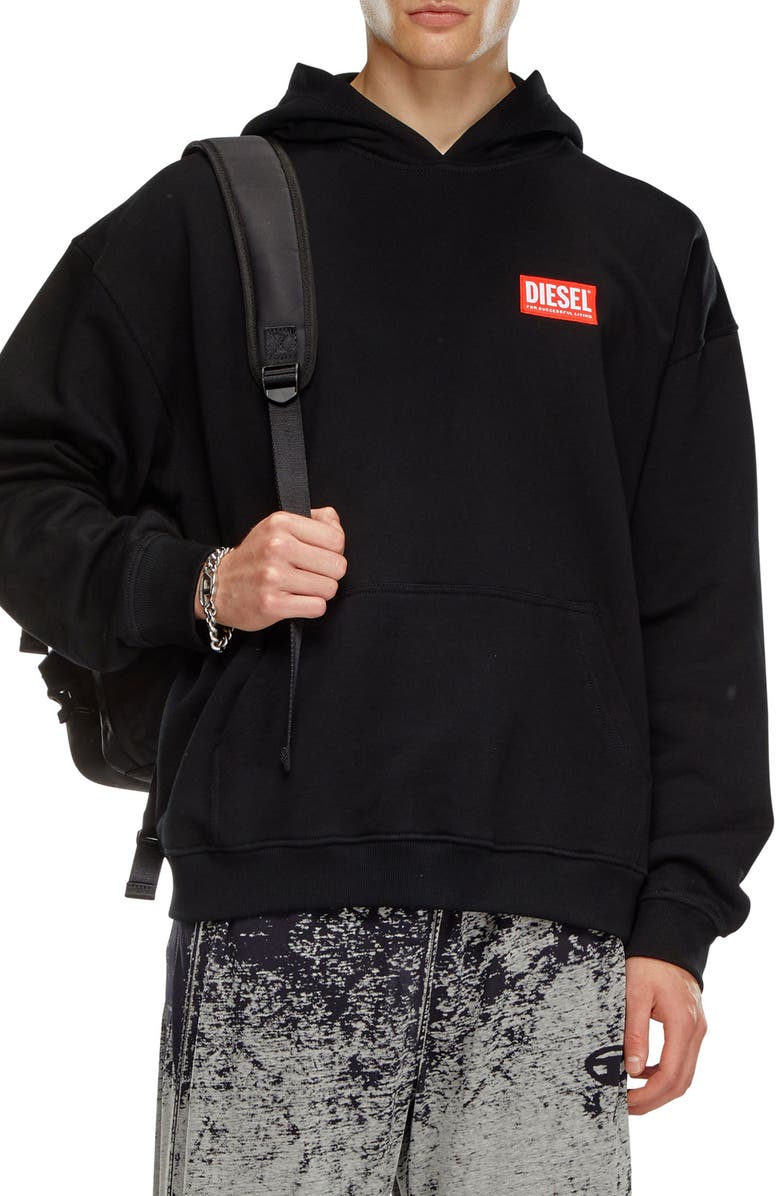 DIESEL<sup
®</sup
S-Boxt Oversize Hoodie, Main, color, Black