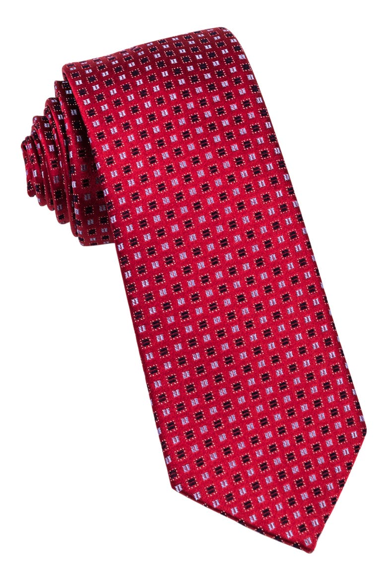 Neat Silk Tie, Main, color, RED