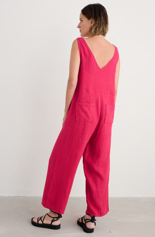Seasalt Cornwall Salt Air Wide Leg Linen Jumpsuit In Pink