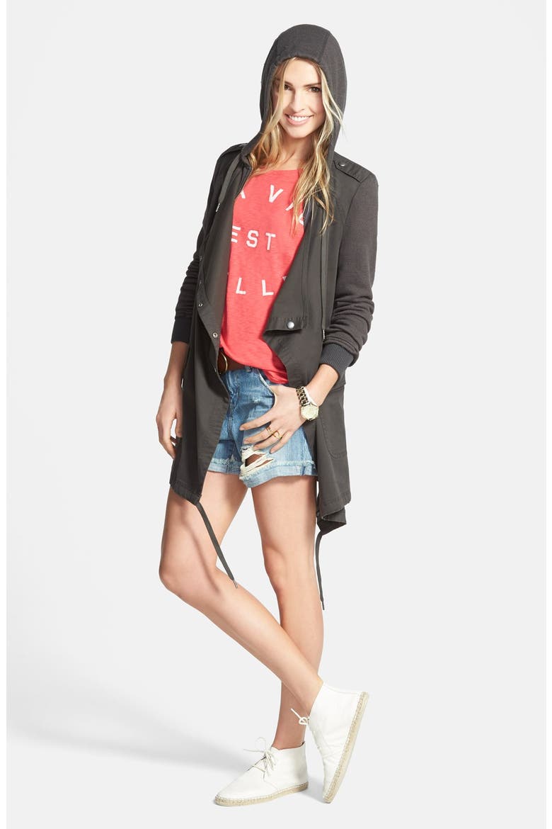 Treasure&Bond Drapey Mixed Media Jacket, Alternate, color, WASHED BLACK RAVEN
