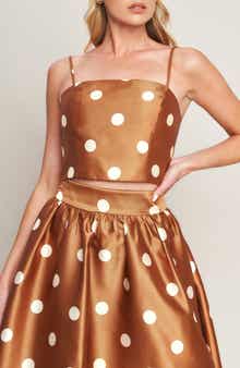 FLYING TOMATO Polka Dot Satin Crop Top