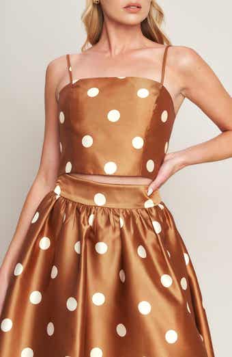 FLYING TOMATO Polka Dot Satin Crop Top