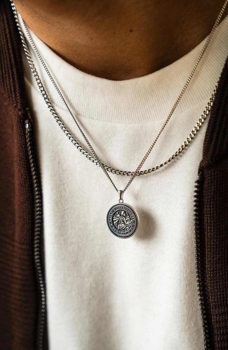 Vincero Men's St. Christopher Pendant Necklace, Alternate, color, Silver