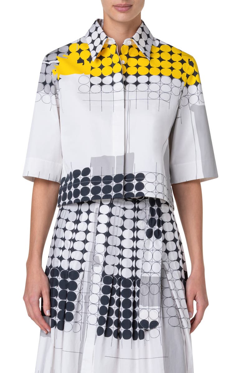 Akris punto Skyscraper Boxy Cotton Gabardine Button-Up Shirt, Main, color, 