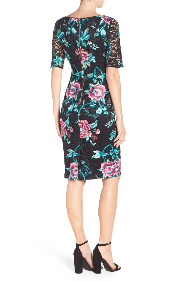 Eliza J Floral Embroidered Lace Sheath Dress, Alternate, color,