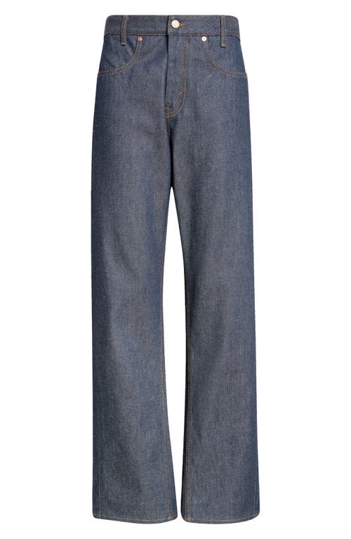 Shop Bite Studios Curved Organic Cotton Straight Leg Jeans In Dark Blue