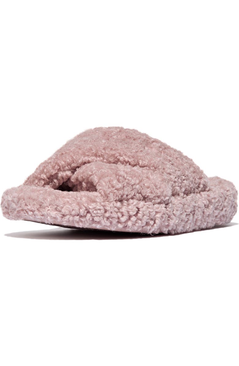 FitFlop iQushion High Pile Fleece Slipper, Main, color, Dusky Pink