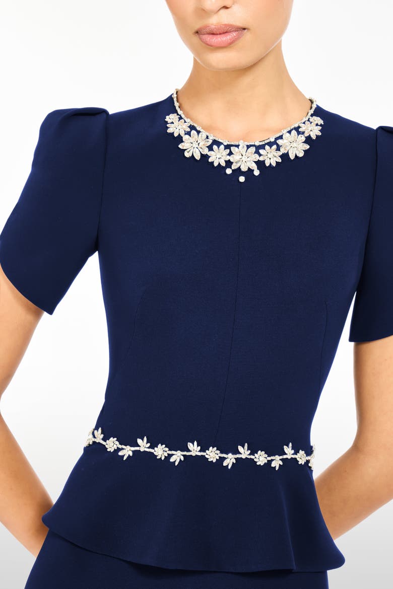 Jules Floral-Embellished Midi Dress, Alternate, color, Midnight Kiss