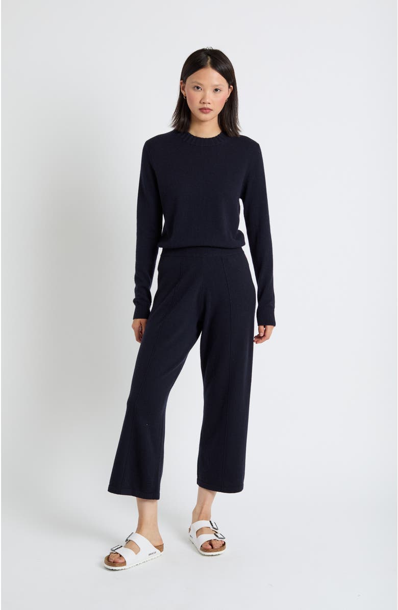 Chinti & Parker Wool Cashmere Cropped Wide Leg Track Pants, Alternate, color, Black