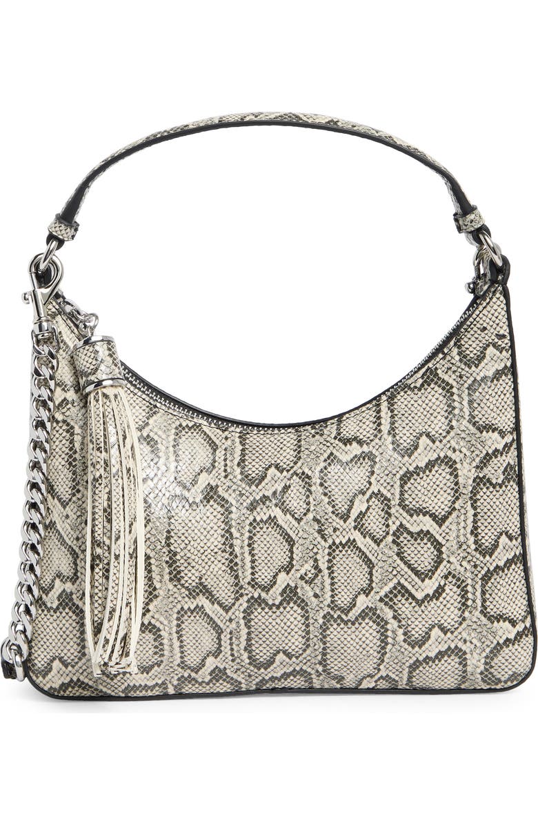 Rebecca Minkoff Snakeskin Print Leather Mini Hobo Bag, Main, color, Black/ White