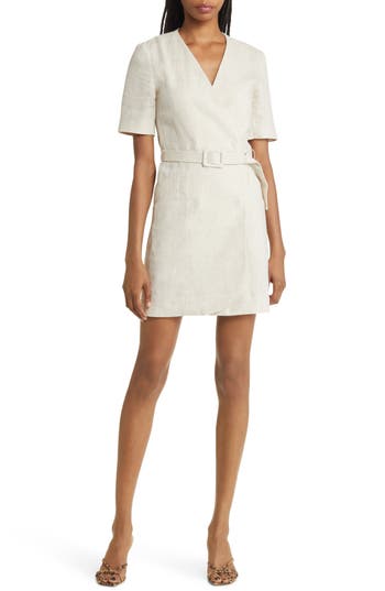 & Other Stories Belted V-neck Linen Minidress In White
